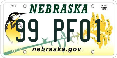 NE license plate 99PF01