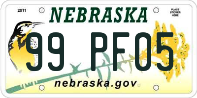 NE license plate 99PF05