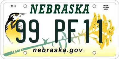 NE license plate 99PF11