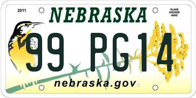 NE license plate 99PG14