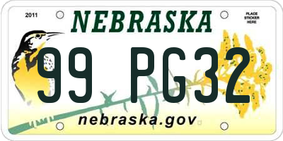 NE license plate 99PG32