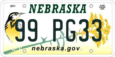 NE license plate 99PG33