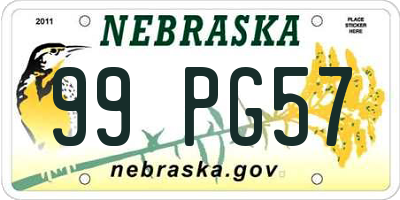 NE license plate 99PG57