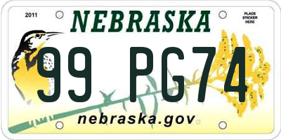 NE license plate 99PG74