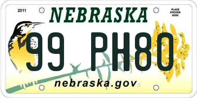 NE license plate 99PH80
