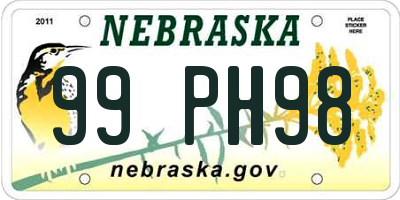 NE license plate 99PH98