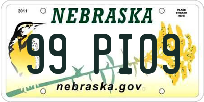 NE license plate 99PI09