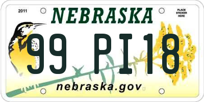 NE license plate 99PI18