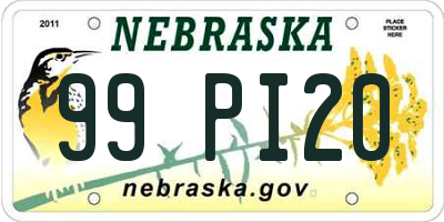 NE license plate 99PI20