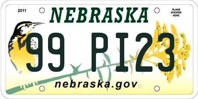 NE license plate 99PI23