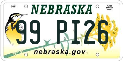 NE license plate 99PI26