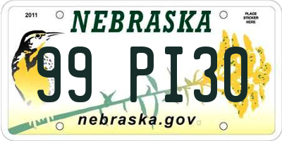 NE license plate 99PI30