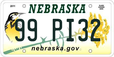 NE license plate 99PI32