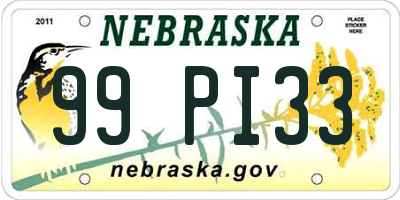 NE license plate 99PI33