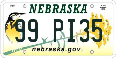 NE license plate 99PI35