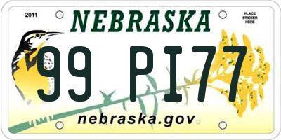 NE license plate 99PI77