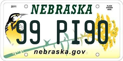 NE license plate 99PI90