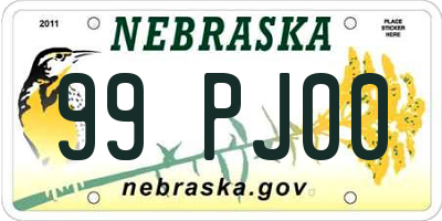 NE license plate 99PJ00