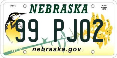 NE license plate 99PJ02