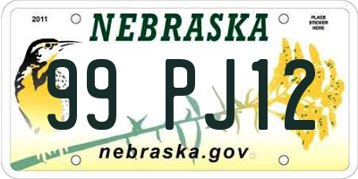 NE license plate 99PJ12