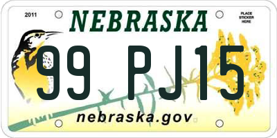 NE license plate 99PJ15