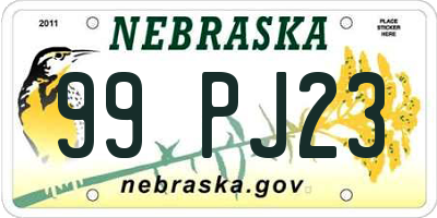 NE license plate 99PJ23