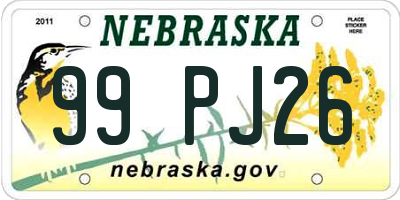 NE license plate 99PJ26