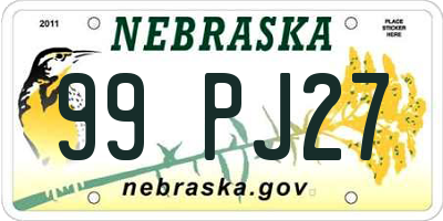 NE license plate 99PJ27