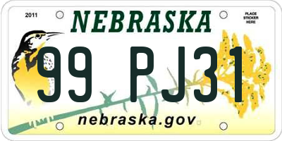 NE license plate 99PJ31