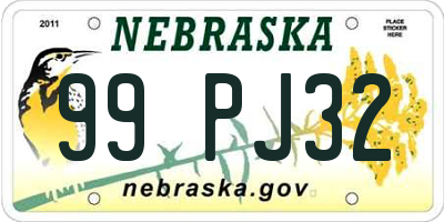 NE license plate 99PJ32