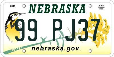 NE license plate 99PJ37