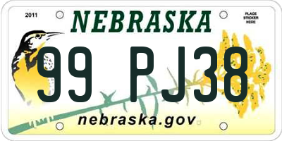 NE license plate 99PJ38