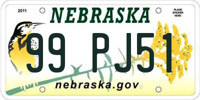 NE license plate 99PJ51