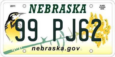 NE license plate 99PJ62