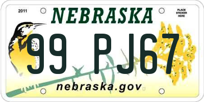 NE license plate 99PJ67