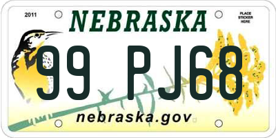 NE license plate 99PJ68