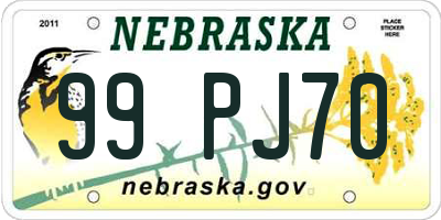 NE license plate 99PJ70