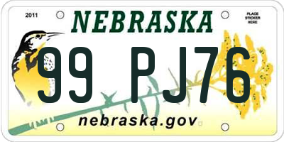 NE license plate 99PJ76