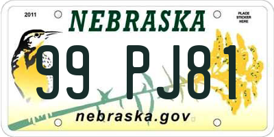 NE license plate 99PJ81