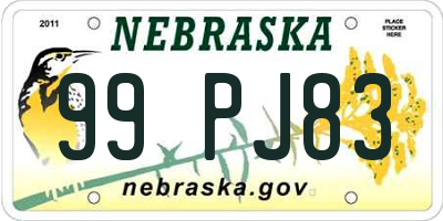 NE license plate 99PJ83