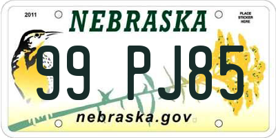 NE license plate 99PJ85