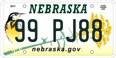 NE license plate 99PJ88