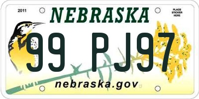 NE license plate 99PJ97