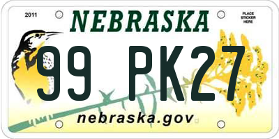 NE license plate 99PK27