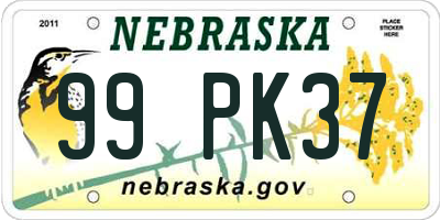 NE license plate 99PK37