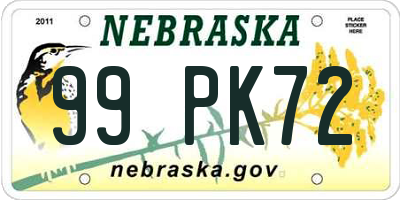 NE license plate 99PK72