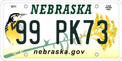 NE license plate 99PK73