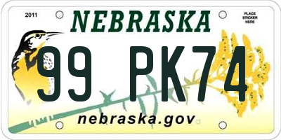 NE license plate 99PK74