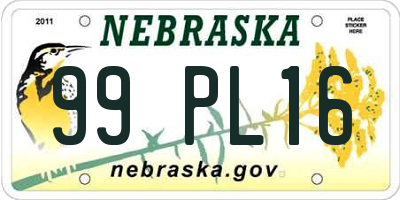 NE license plate 99PL16