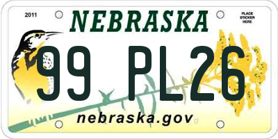 NE license plate 99PL26